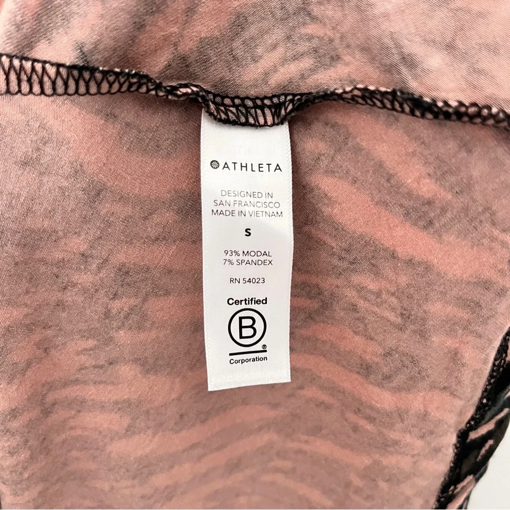 Athleta Santorini Printed Black Green Tan Sleeveless Dress Jersey Knit Soft S
